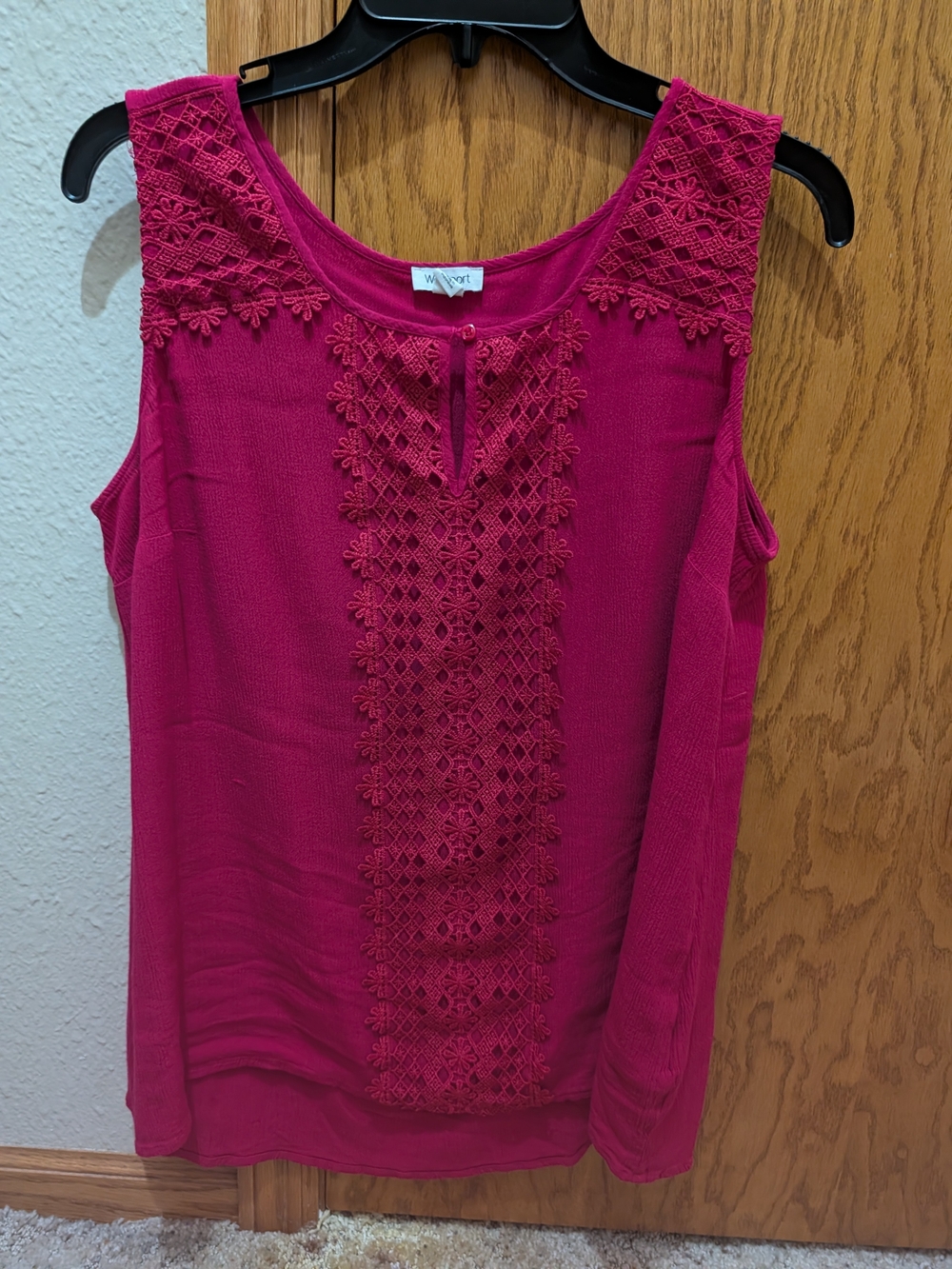 Westport Fuchsia Crochet-Trim Sleeveless Tank
